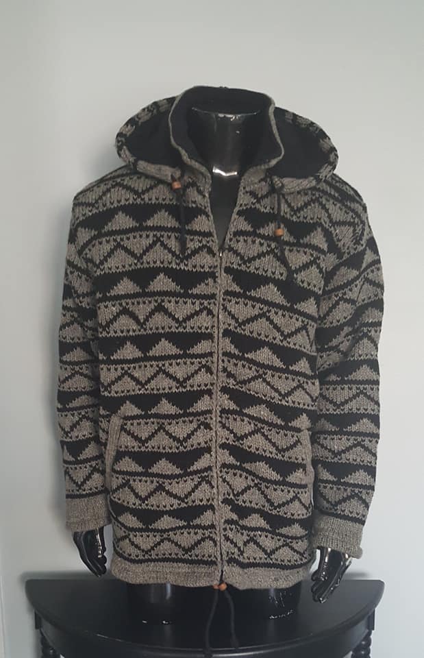 Woollen fleece lined hooded sweater