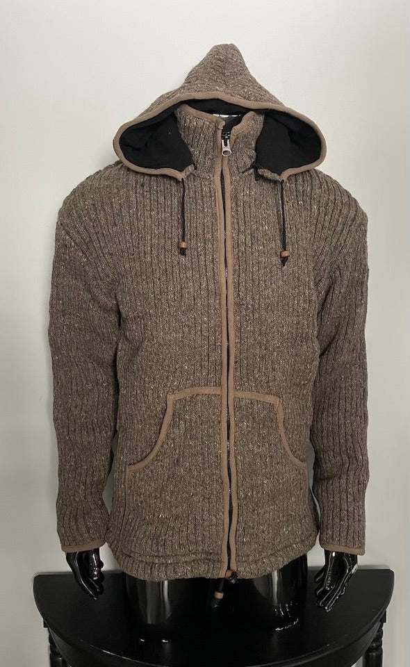 Woollen fleece lined hooded sweater