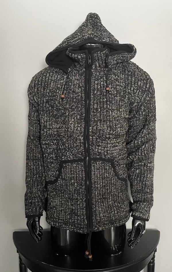 Hand Knitted Woollen Sherpa Hippie Sweater/Jacket fleece lined hoodie –  KARUNA