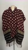 Warm Himalayan Wool Hooded Poncho with pocket in front