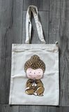 Tote Bag little Buddha, Tote bag printed with little Buddha, Canvas shoulder bag, Women's Tote bag made in Nepal, Buddha tote bag