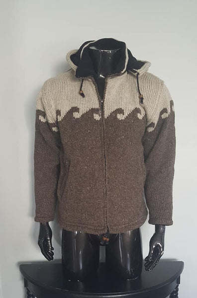 Hand Knitted Woollen Sherpa Hippie Sweater/Jacket fleece lined hoodie –  KARUNA