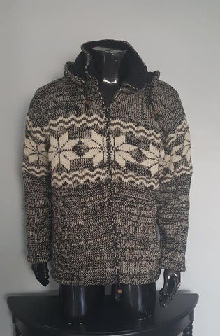 Hand Knitted Woollen Sherpa Hippie Sweater/Jacket fleece lined hoodie from Nepal