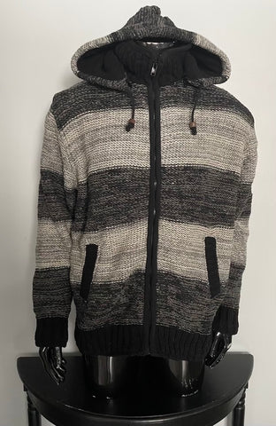 Hand Knitted Woollen Sherpa Hippie Sweater/Jacket fleece lined hoodie from Nepal
