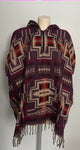 Warm Himalayan Wool Hooded Poncho with pocket in front