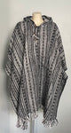 Hand Woven Warm Himalayan Cotton Hooded Poncho with pocket in front